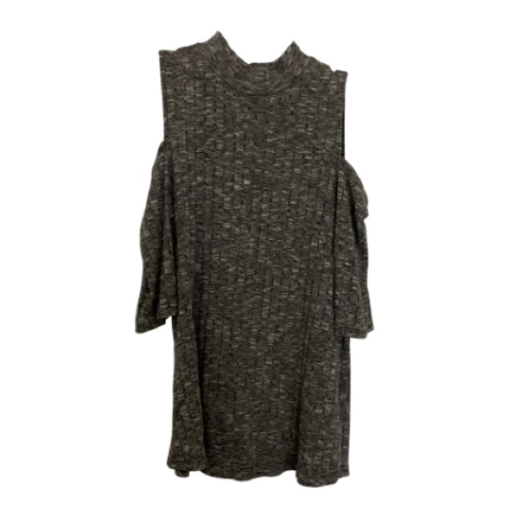 Gray Cold Shoulder Short Sleeved Sweater
